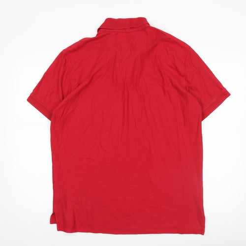 Tommy Hilfiger Men's Red XL Regular Fit Cotton Polo Shirt