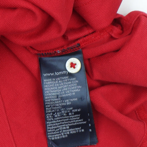 Tommy Hilfiger Men's Red XL Regular Fit Cotton Polo Shirt
