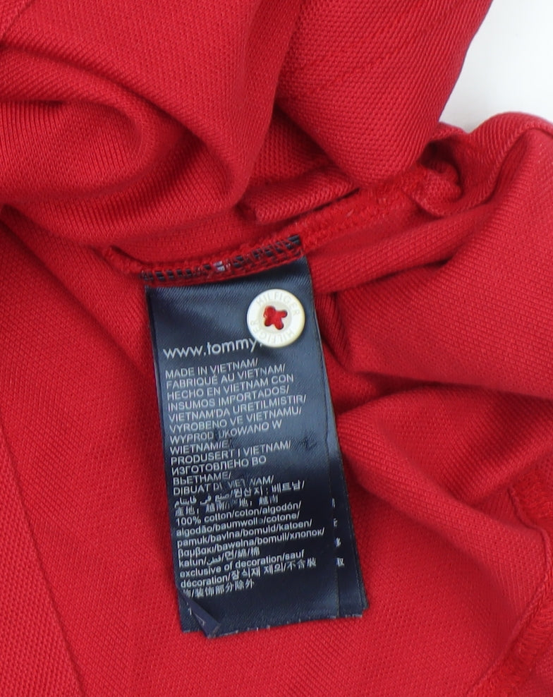Tommy Hilfiger Men's Red XL Regular Fit Cotton Polo Shirt