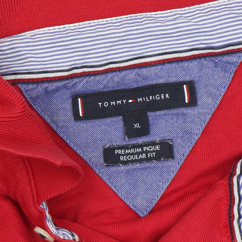Tommy Hilfiger Men's Red XL Regular Fit Cotton Polo Shirt