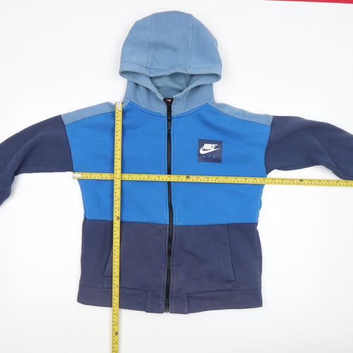 Nike Boys Blue Colourblock Full Zip Hoodie XL Cotton Blend