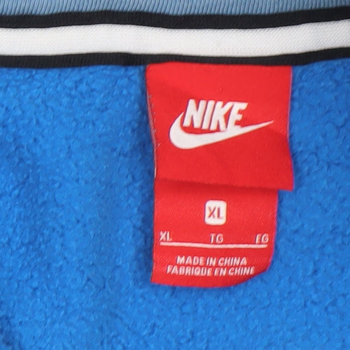 Nike Boys Blue Colourblock Full Zip Hoodie XL Cotton Blend