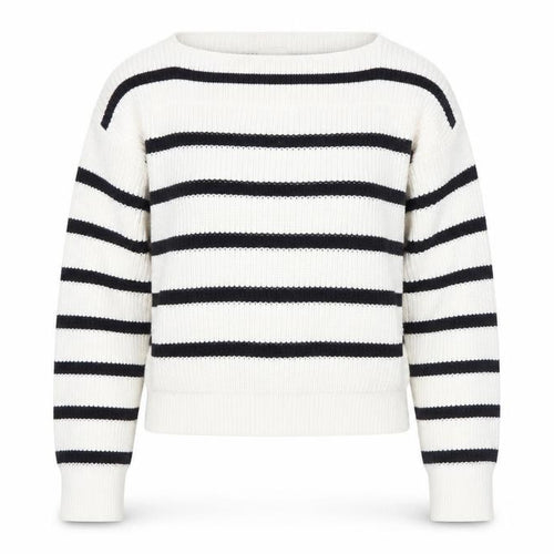 Hush Women’s Ivory Black Striped Knit Pullover Jumper XS Cotton