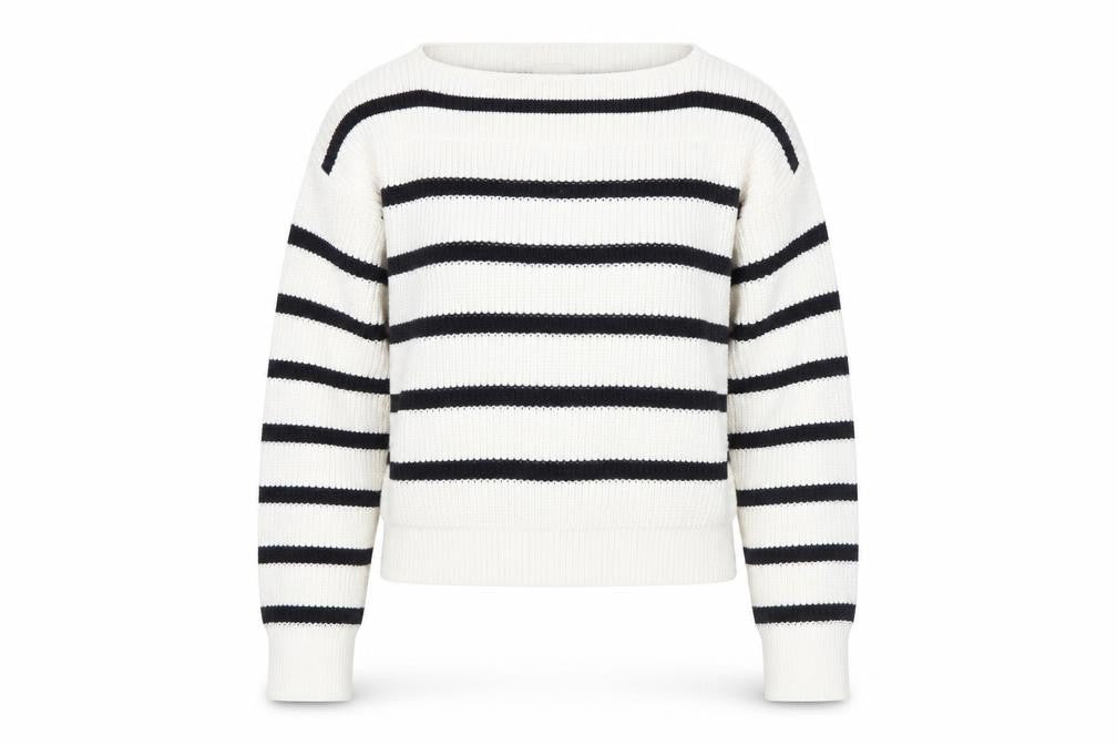 Hush Women’s Ivory Black Striped Knit Pullover Jumper XS Cotton