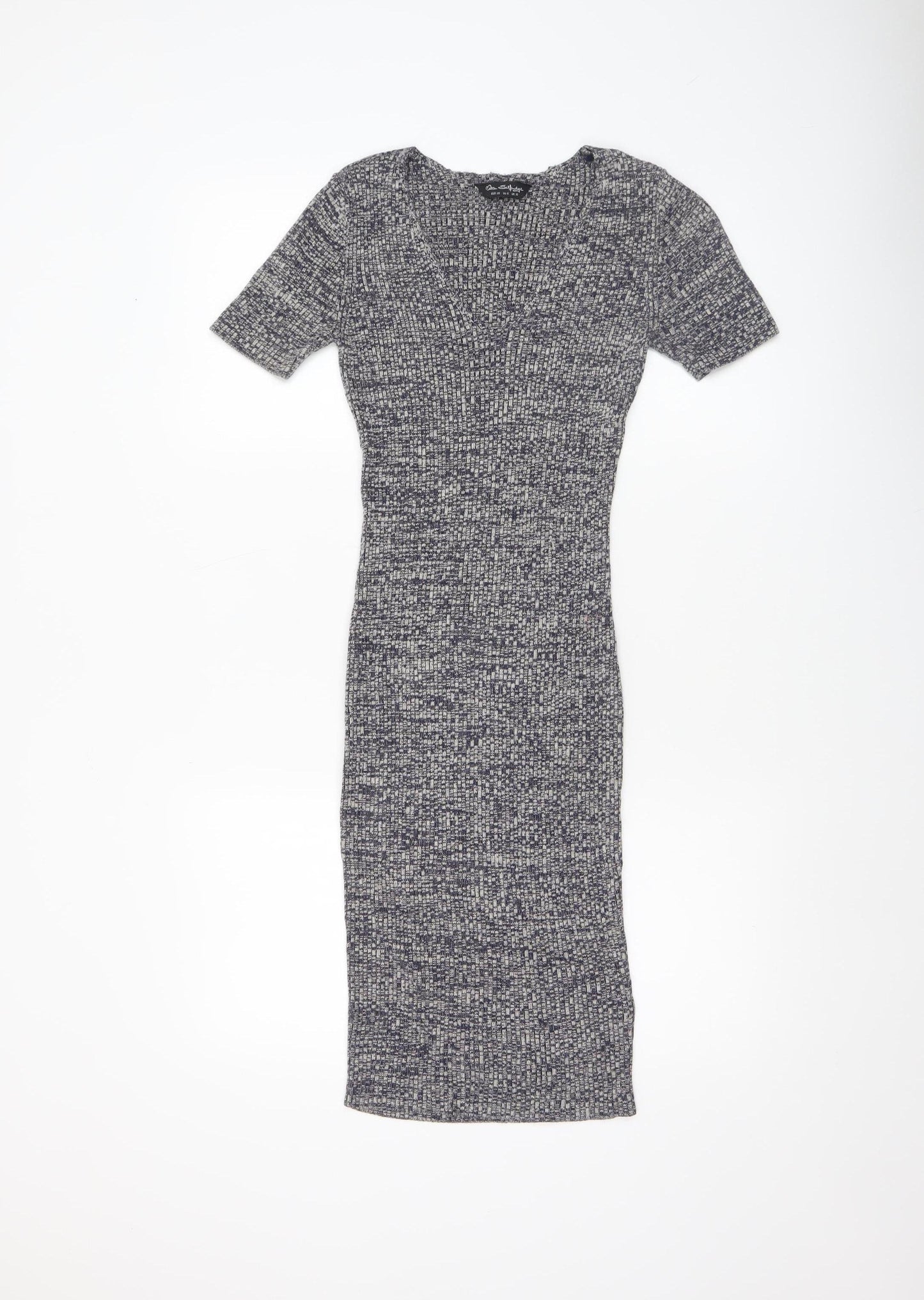 Miss Selfridge Women Grey Midi Bodycon Knit Dress Size 10