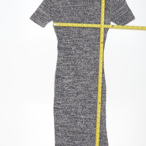 Miss Selfridge Women Grey Midi Bodycon Knit Dress Size 10
