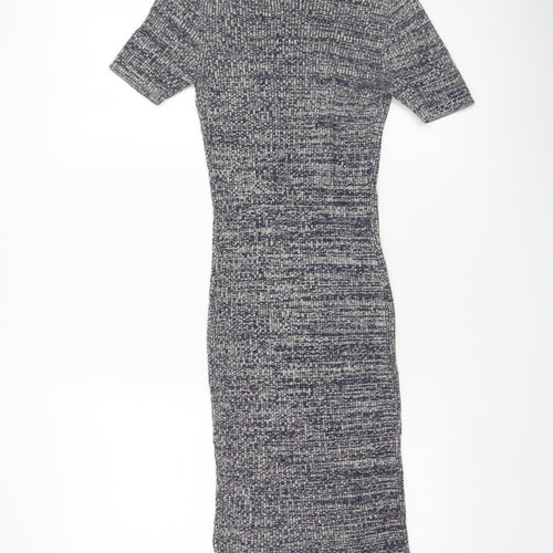Miss Selfridge Women Grey Midi Bodycon Knit Dress Size 10