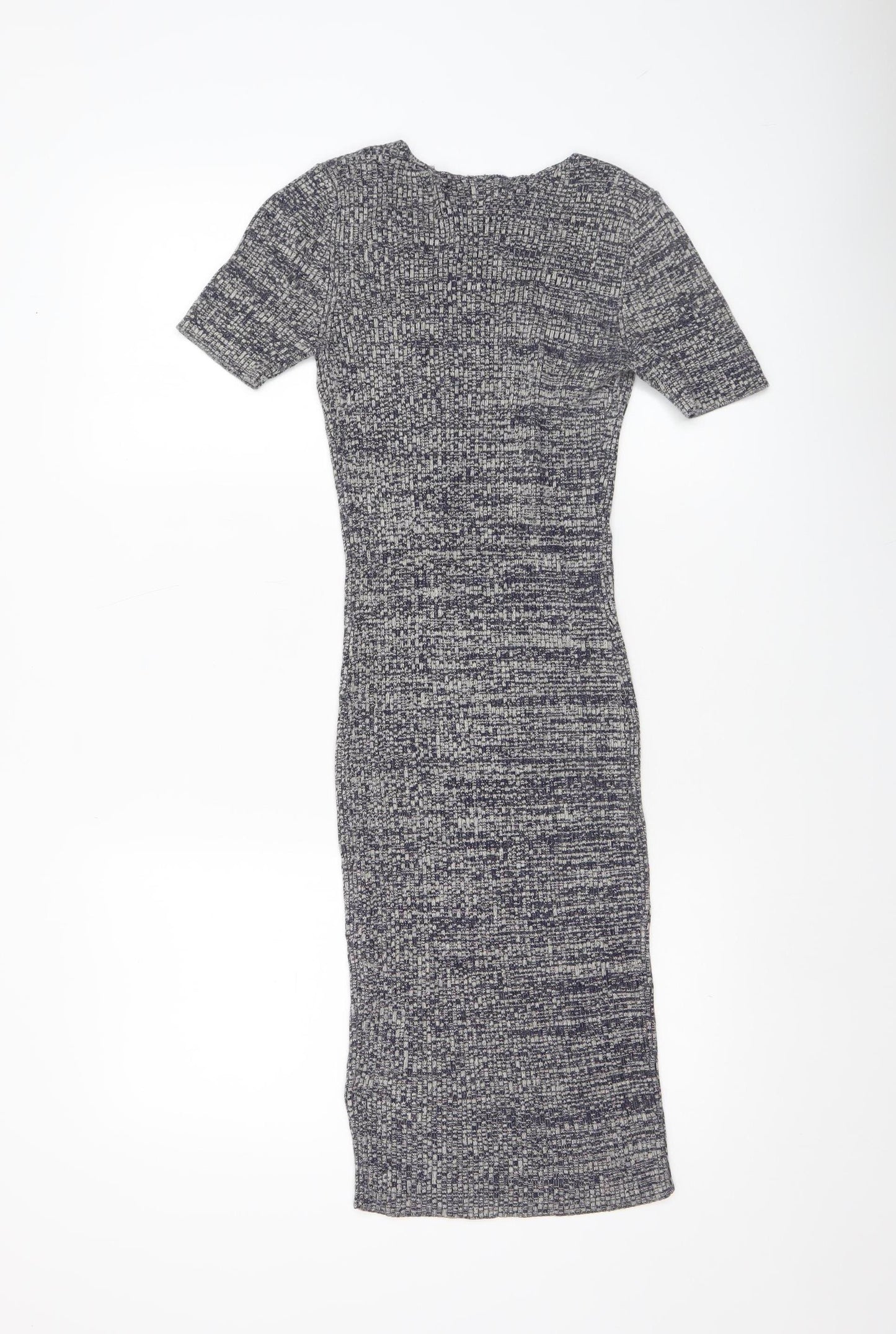 Miss Selfridge Women Grey Midi Bodycon Knit Dress Size 10