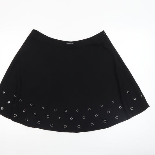 Warehouse Women's Black A-Line Studded Skirt Size 16