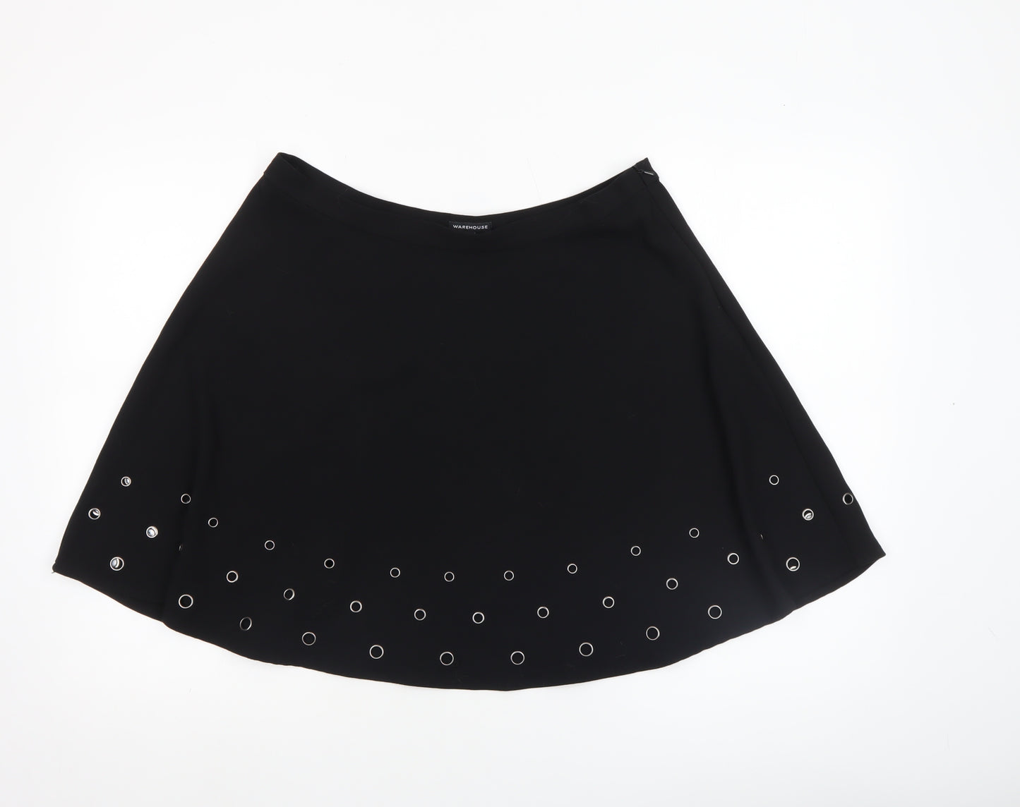Warehouse Women's Black A-Line Studded Skirt Size 16