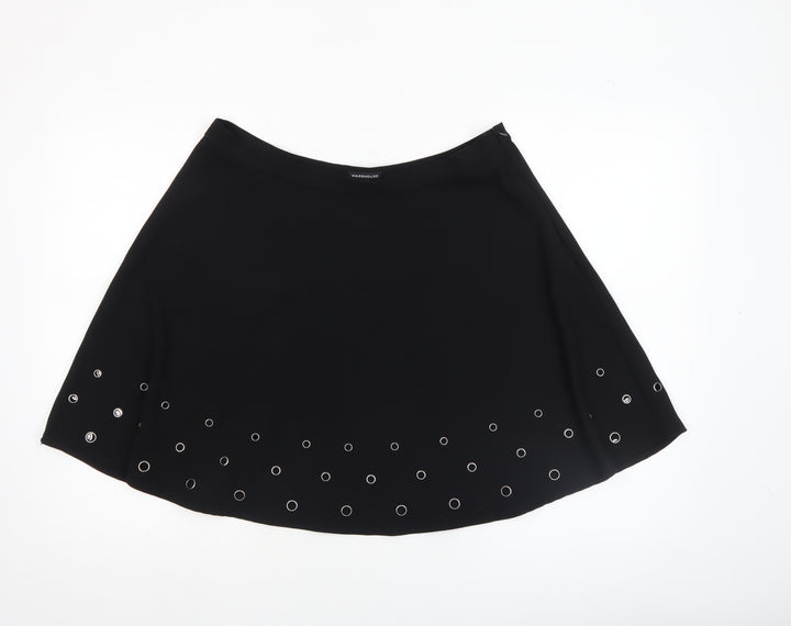 Warehouse Women's Black A-Line Studded Skirt Size 16