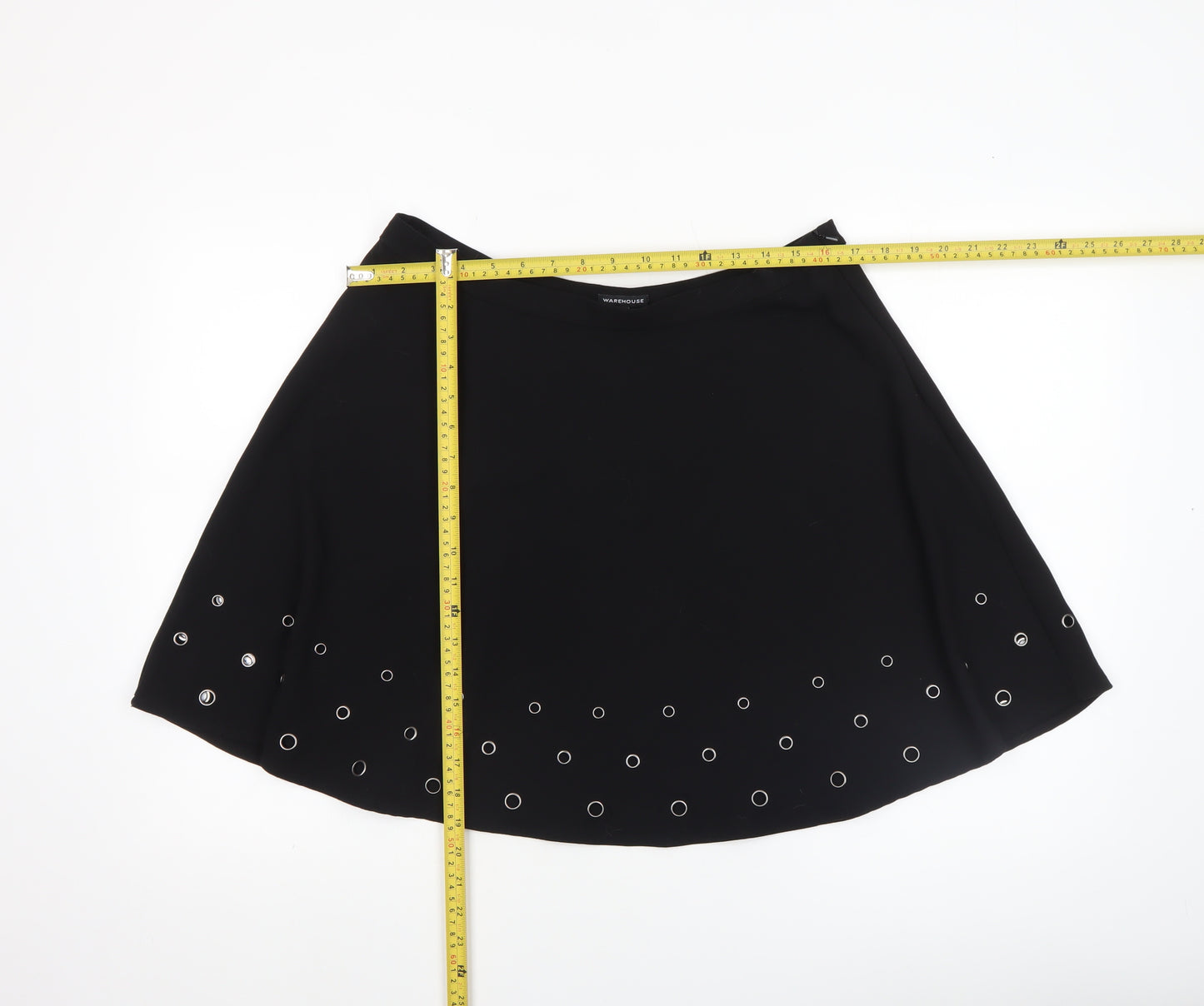 Warehouse Women's Black A-Line Studded Skirt Size 16