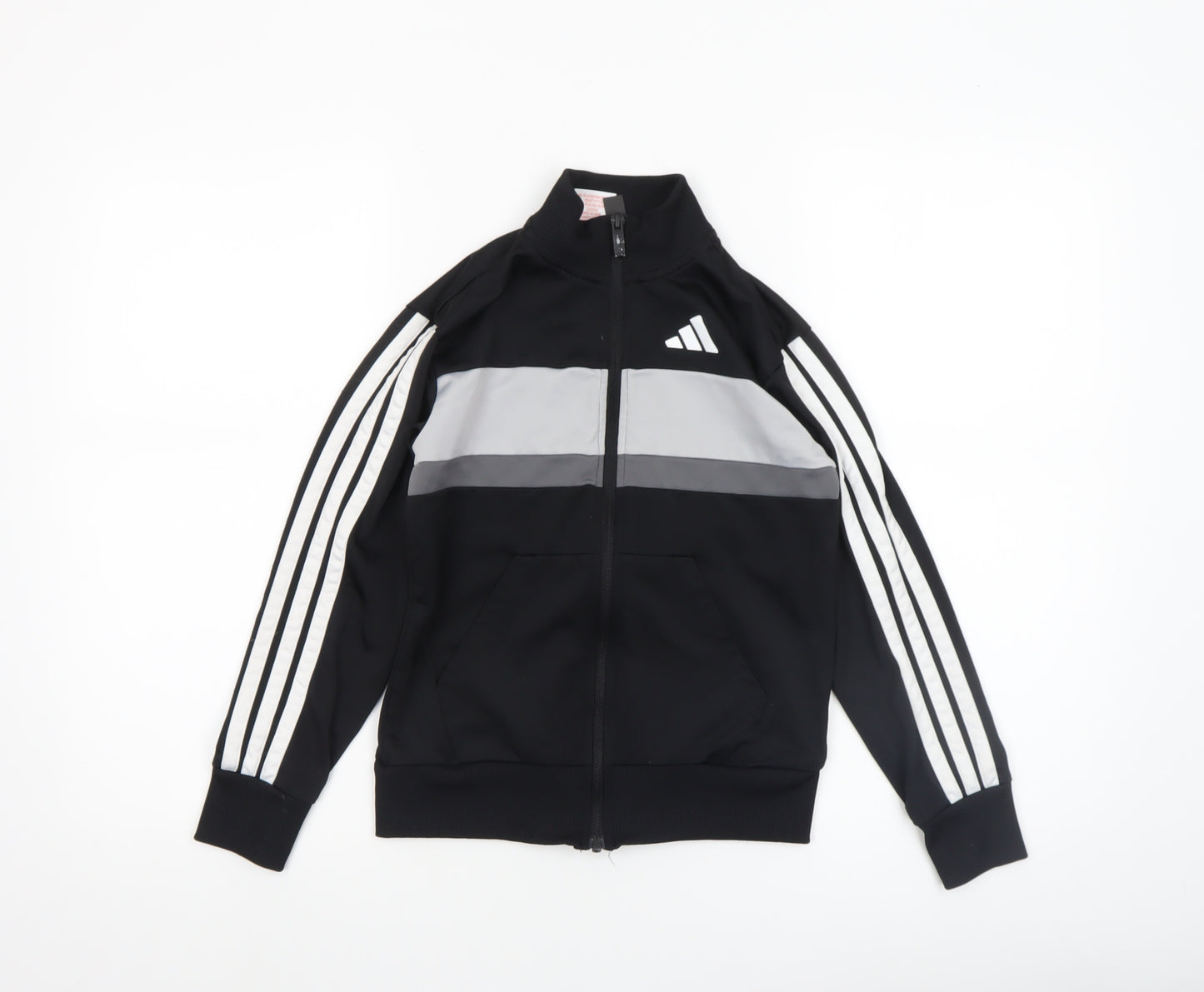Adidas Boys Black Track Jacket 10-11 Years Full Zip Colourblock Activewear