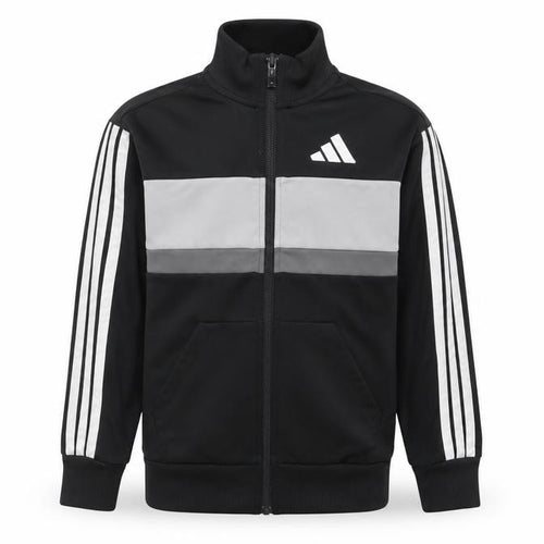 Adidas Boys Black Track Jacket 10-11 Years Full Zip Colourblock Activewear