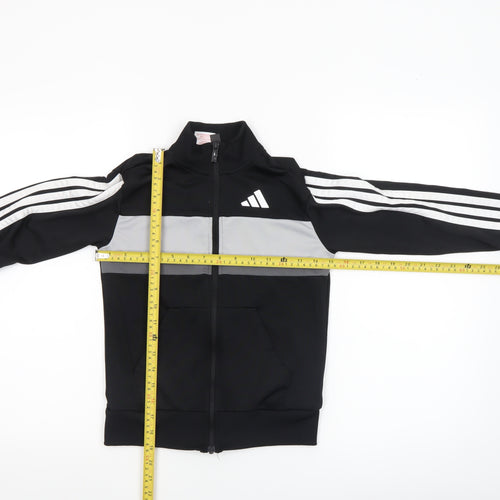 Adidas Boys Black Track Jacket 10-11 Years Full Zip Colourblock Activewear
