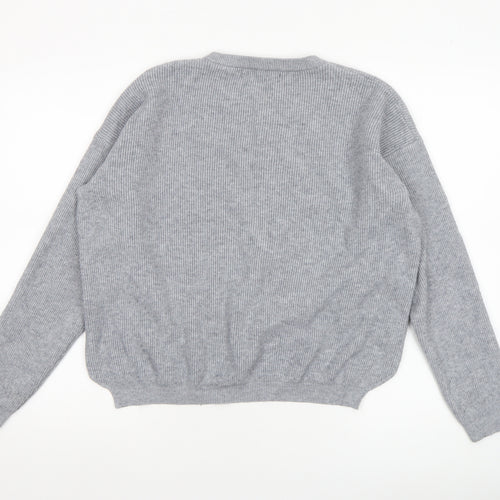 Angeleye London Womens Grey Size 14 Ribbed Knit Button Jumper