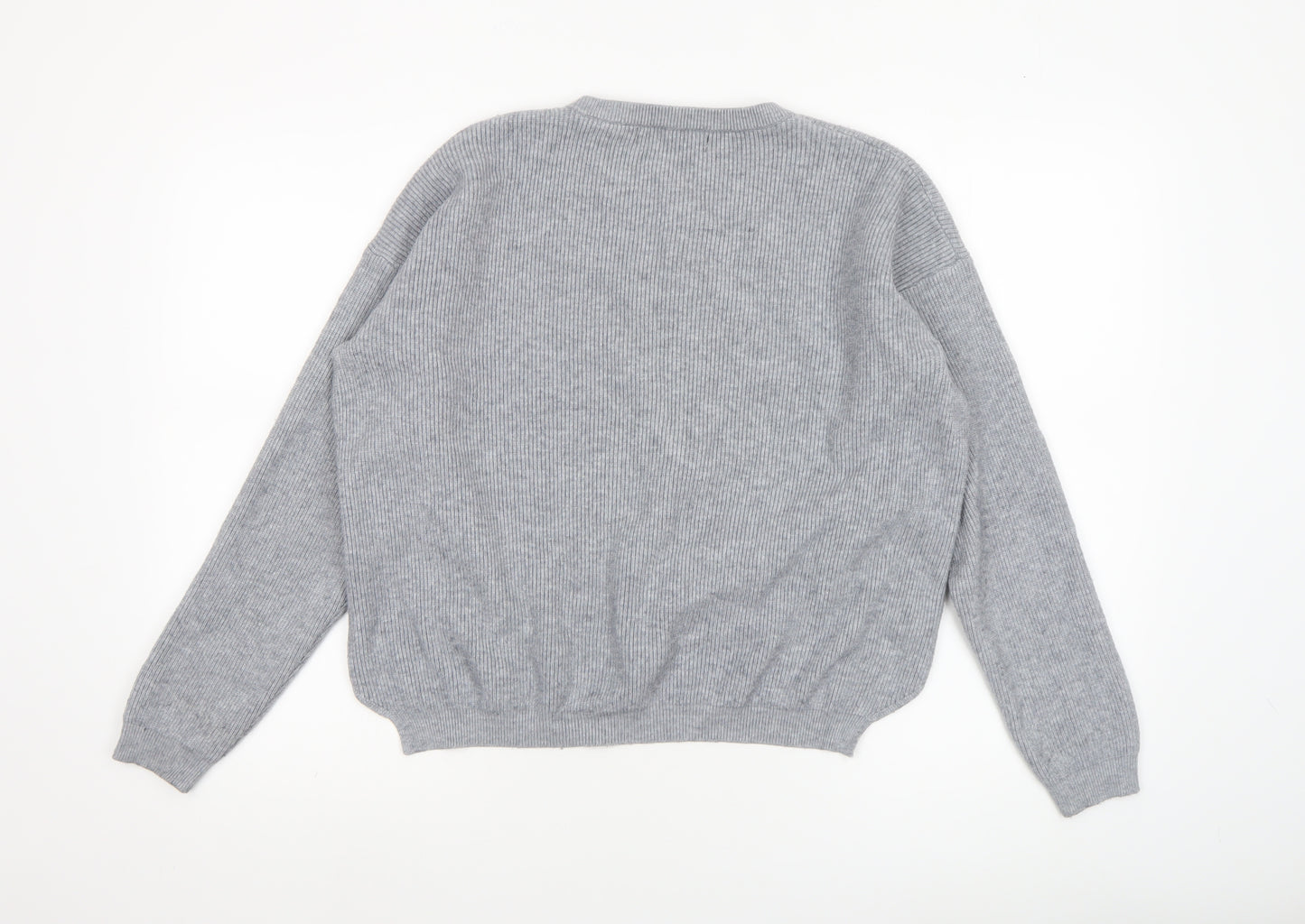 Angeleye London Womens Grey Size 14 Ribbed Knit Button Jumper