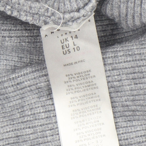 Angeleye London Womens Grey Size 14 Ribbed Knit Button Jumper