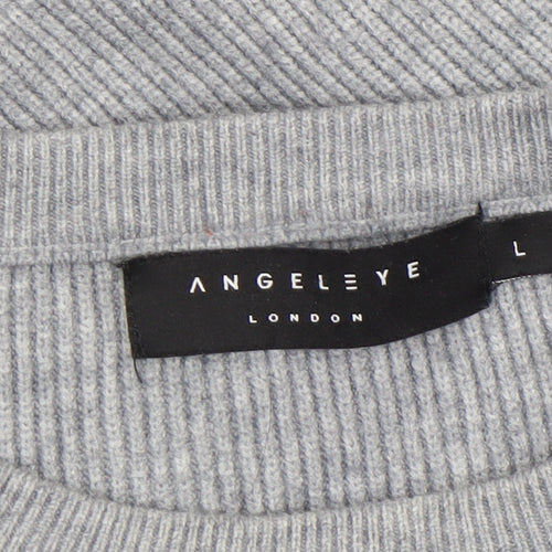 Angeleye London Womens Grey Size 14 Ribbed Knit Button Jumper