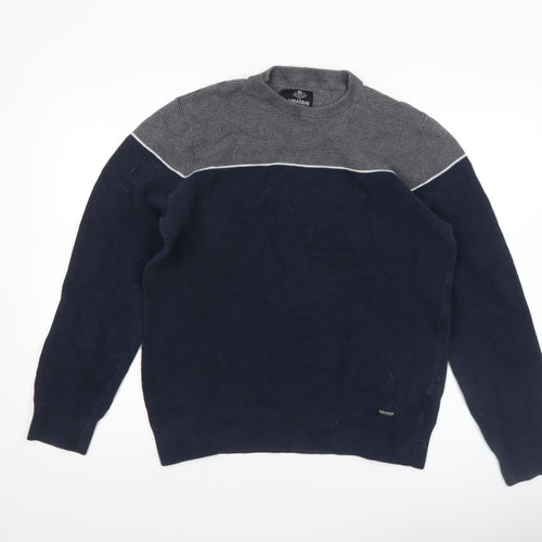 Threadbare Men's Blue Grey Cotton Crew Neck Jumper XL