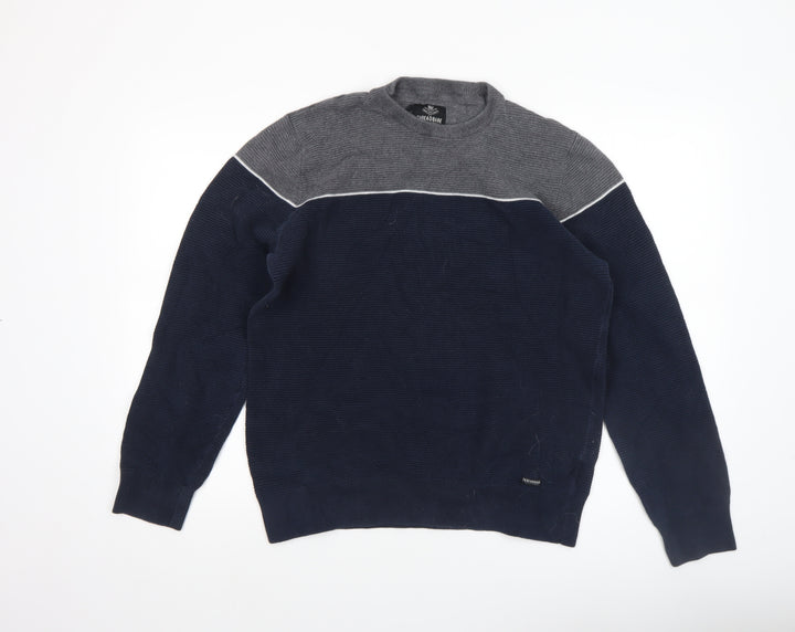 Threadbare Men's Blue Grey Cotton Crew Neck Jumper XL