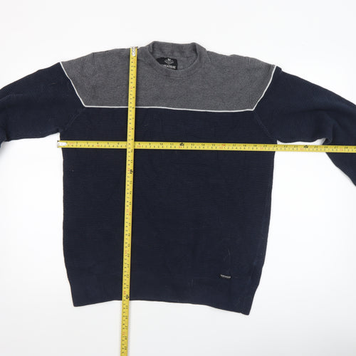 Threadbare Men's Blue Grey Cotton Crew Neck Jumper XL