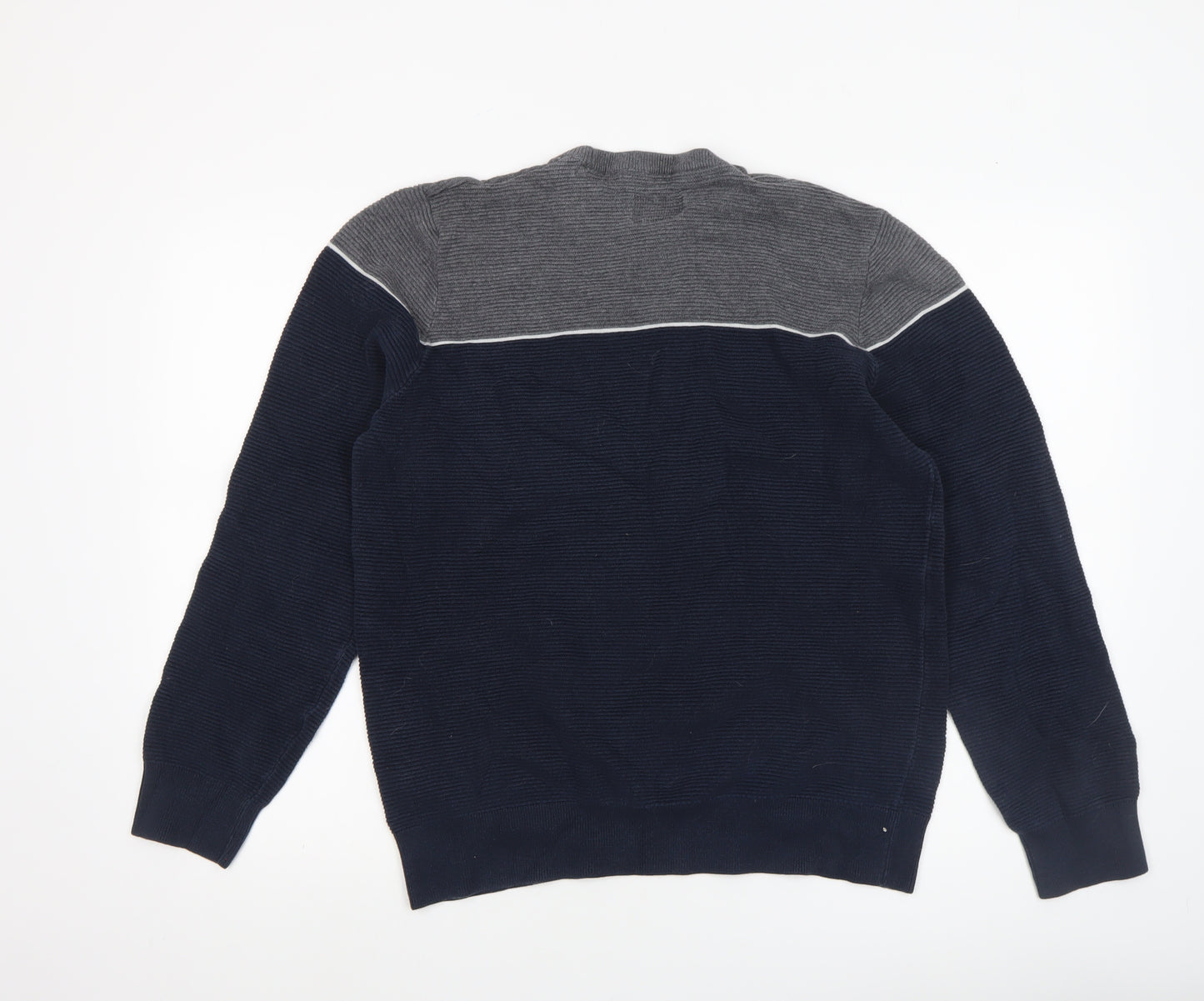 Threadbare Men's Blue Grey Cotton Crew Neck Jumper XL