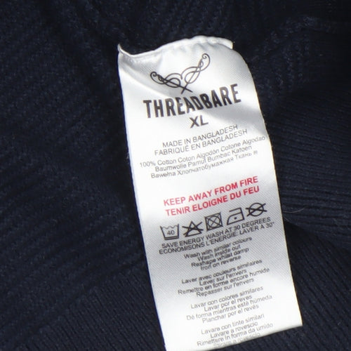 Threadbare Men's Blue Grey Cotton Crew Neck Jumper XL