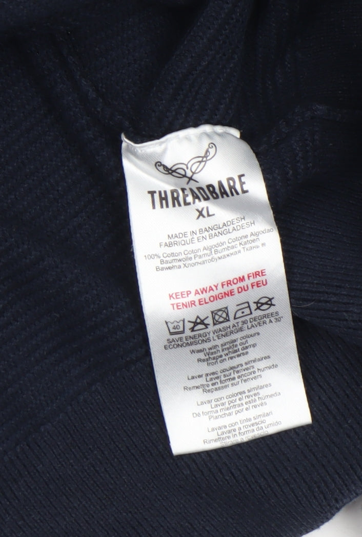 Threadbare Men's Blue Grey Cotton Crew Neck Jumper XL