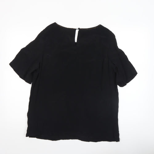 Monsoon Women Black Beaded Tunic Blouse Size 14 Viscose