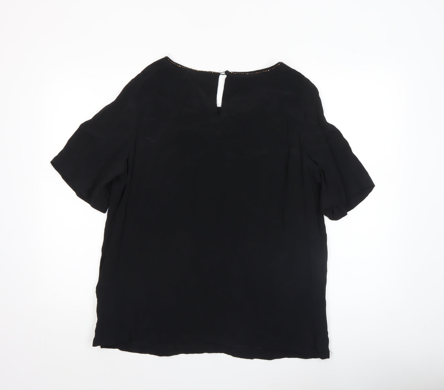Monsoon Women Black Beaded Tunic Blouse Size 14 Viscose