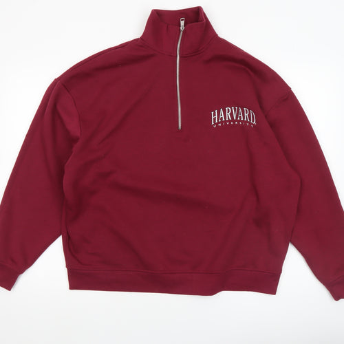 Harvard Women's Burgundy 1/4 Zip Sweatshirt Small Cotton Blend Casual