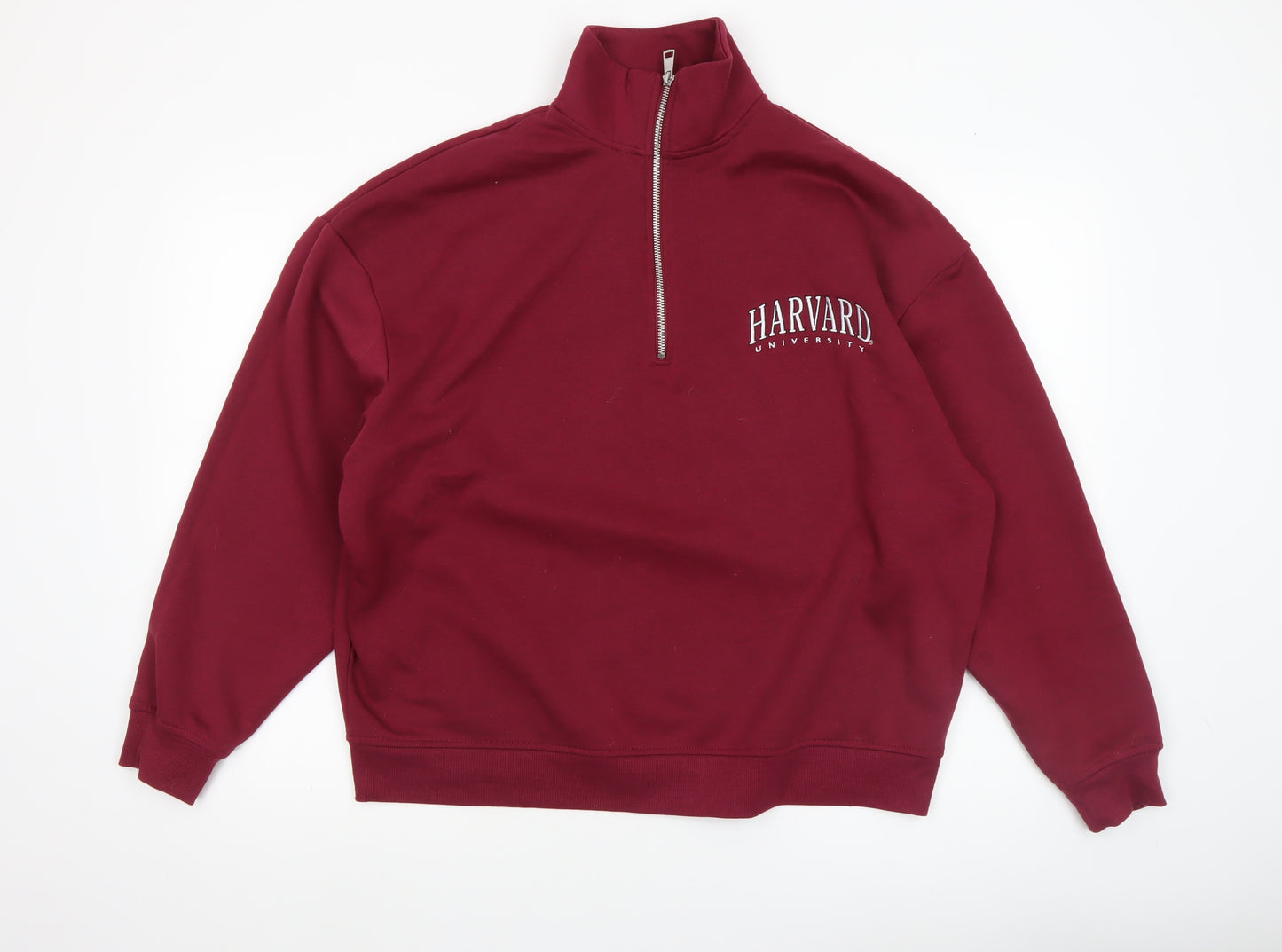 Harvard Women's Burgundy 1/4 Zip Sweatshirt Small Cotton Blend Casual
