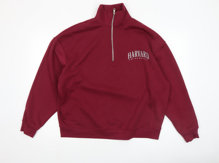Harvard Women's Burgundy 1/4 Zip Sweatshirt Small Cotton Blend Casual