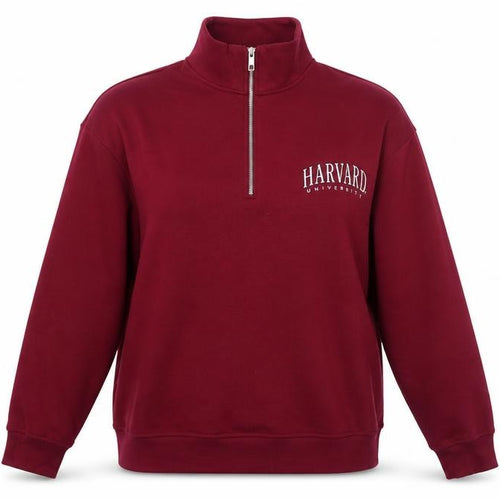 Harvard Women's Burgundy 1/4 Zip Sweatshirt Small Cotton Blend Casual