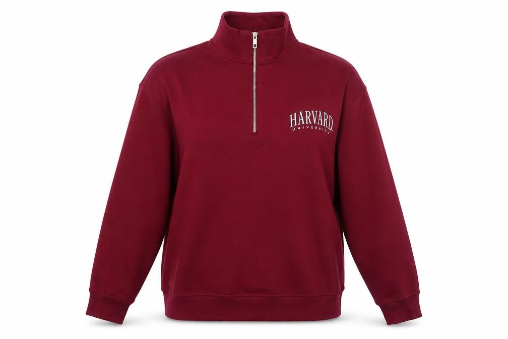 Harvard Women's Burgundy 1/4 Zip Sweatshirt Small Cotton Blend Casual