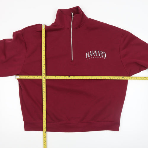Harvard Women's Burgundy 1/4 Zip Sweatshirt Small Cotton Blend Casual