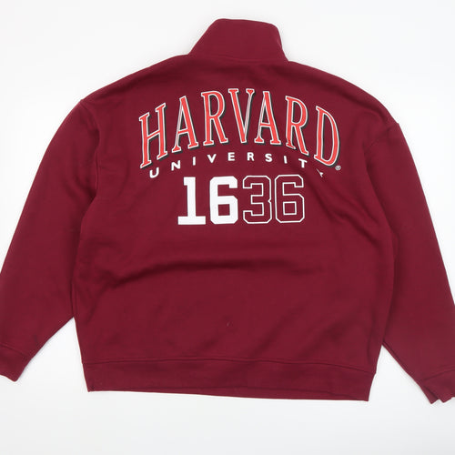 Harvard Women's Burgundy 1/4 Zip Sweatshirt Small Cotton Blend Casual