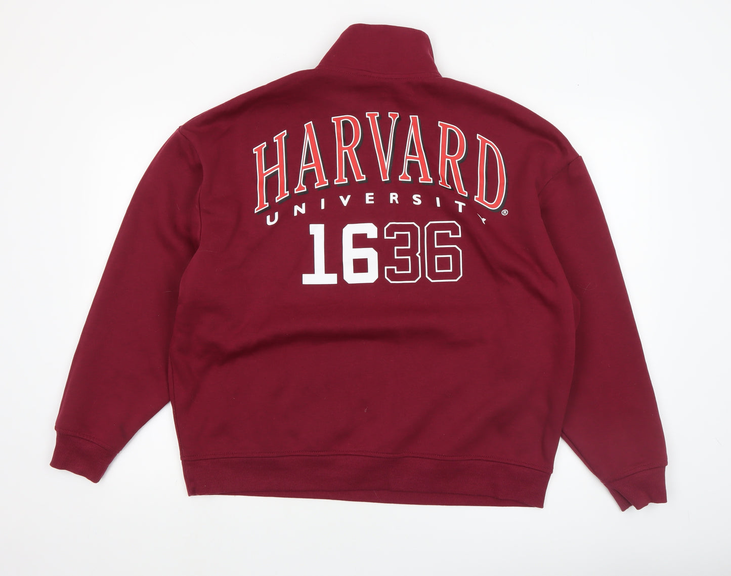 Harvard Women's Burgundy 1/4 Zip Sweatshirt Small Cotton Blend Casual