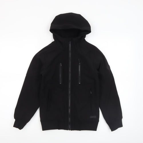 Firetrap Boys Black 7-8 Years Hooded Soft Shell Jacket
