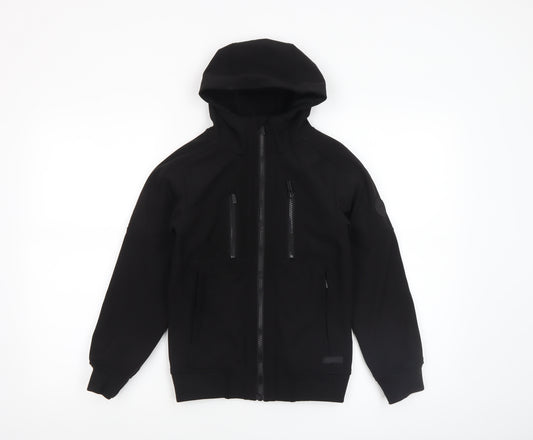 Firetrap Boys Black 7-8 Years Hooded Soft Shell Jacket