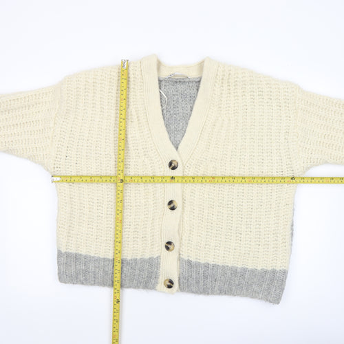 Zara Women’s Cream Grey Chunky Knit Cardigan Size S