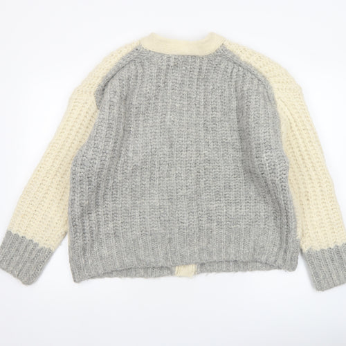 Zara Women’s Cream Grey Chunky Knit Cardigan Size S