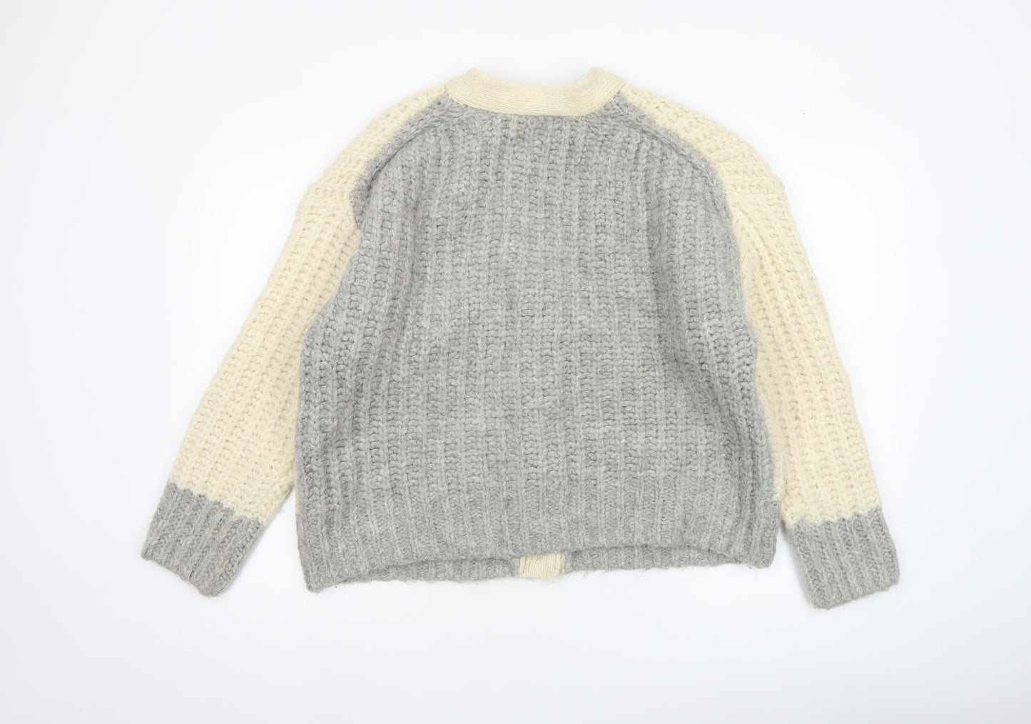 Zara Women’s Cream Grey Chunky Knit Cardigan Size S