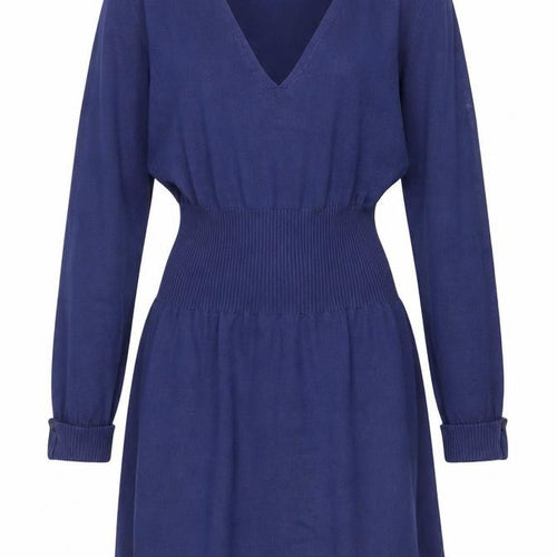 Matalan Women Blue Size 10 V-Neck Bodycon Knit Mini Dress