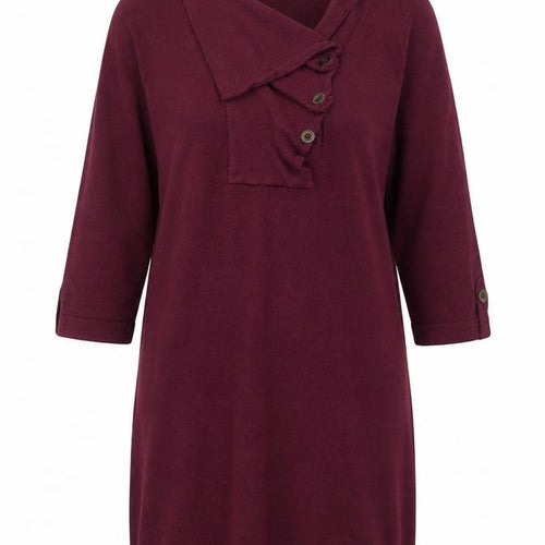 Wallis Women Red Knit Cowl Neck Jumper Dress M 3/4 Sleeve Classic