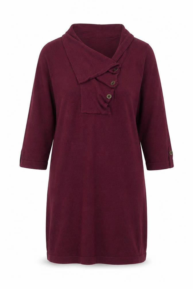 Wallis Women Red Knit Cowl Neck Jumper Dress M 3/4 Sleeve Classic