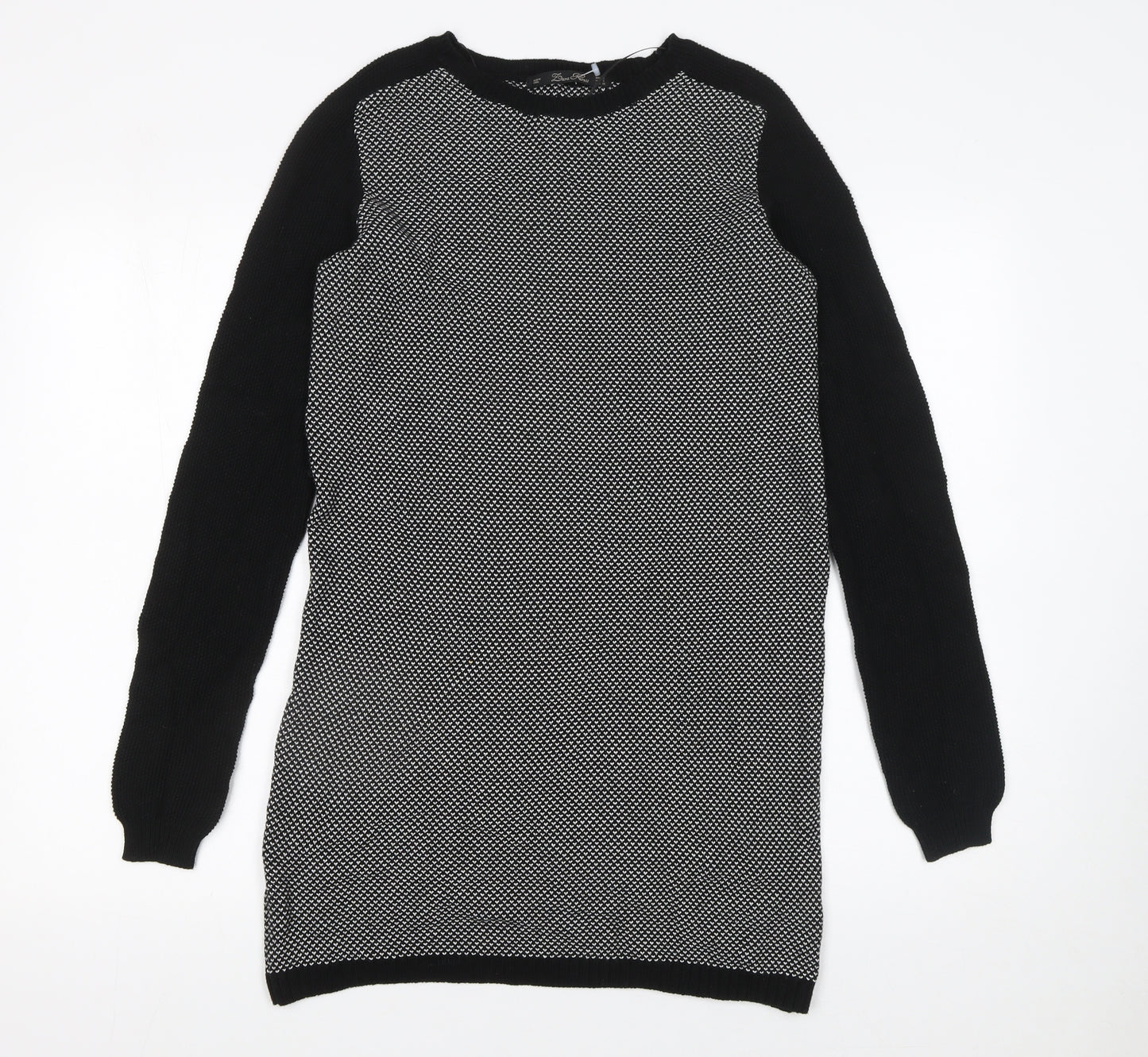 Zara Knit Women's Black S Jumper Dress Long Sleeve Cotton