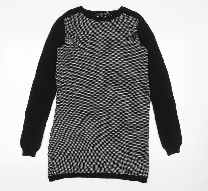 Zara Knit Women's Black S Jumper Dress Long Sleeve Cotton