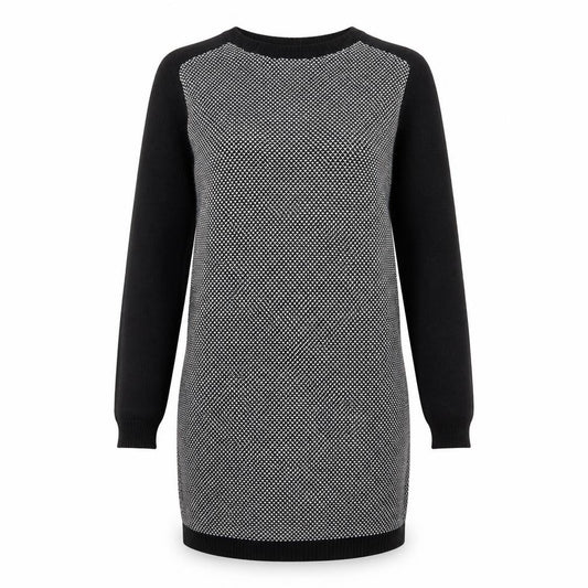 Front view of Zara Knit Women's Black S Jumper Dress Long Sleeve Cotton